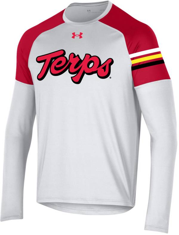 Under Armour Men's Maryland Terrapins White Performance Cotton Long Sleeve T-Shirt