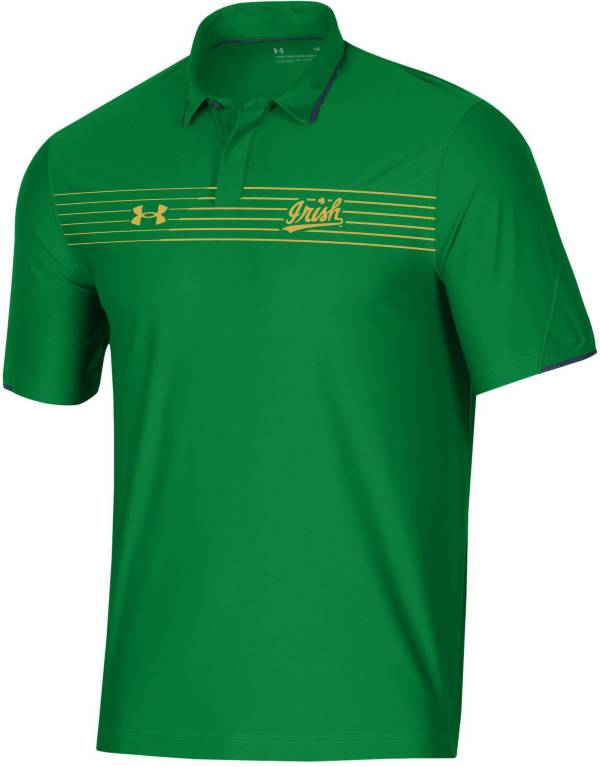 Under Armour Men's Notre Dame Fighting Irish Green Stripe Performance Polo