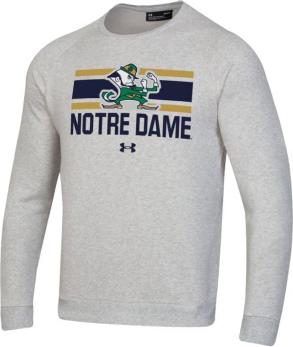 Under Armour Men's Notre Dame Fighting Irish Grey All Day Fleece Crew Sweatshirt