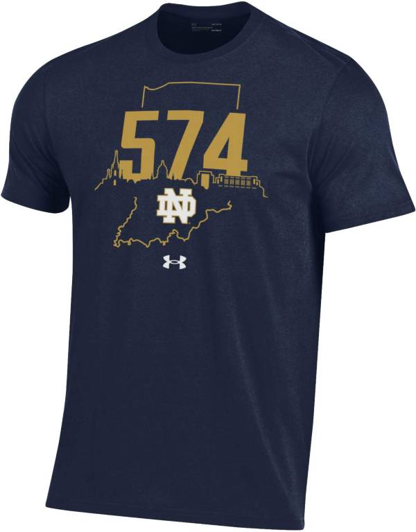 Under Armour Men's Notre Dame Fighting Irish Navy ‘574' Area Code Performance Cotton T-Shirt