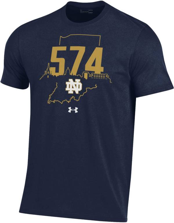 Under Armour Men's Notre Dame Fighting Irish Navy ‘574' Area Code Performance Cotton T-Shirt product image
