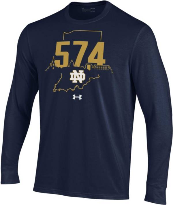 Under Armour Men's Notre Dame Fighting Irish Navy ‘574' Area Code Long Sleeve T-Shirt