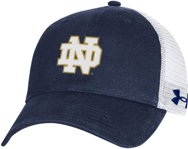 Under Armour Men's Notre Dame Fighting Irish Navy Washed Adjustable Trucker Hat