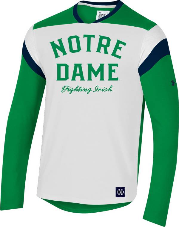 Under Armour Men's Notre Dame Fighting Irish White Iconic Long Sleeve Performance T-Shirt