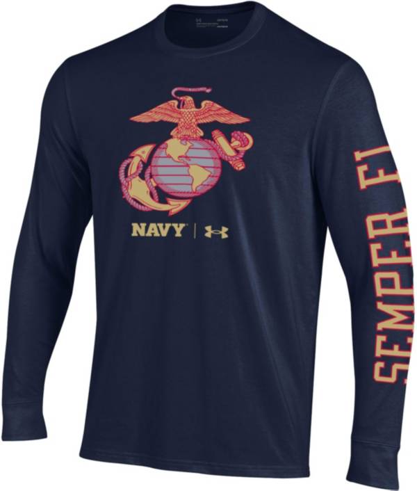 Under Armour Men's Navy Midshipmen Navy 'Semper Fi' Performance Cotton Long Sleeve T-Shirt product image