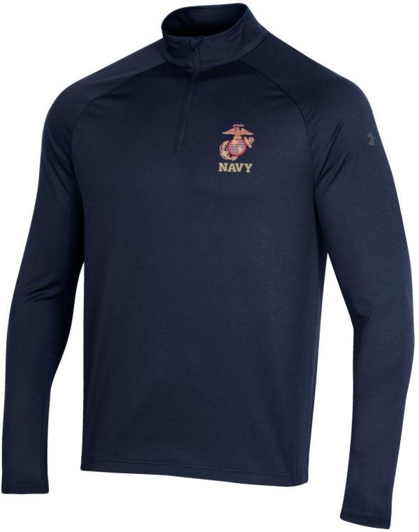 Under Armour Men's Navy Midshipmen Navy ‘Semper Fi' Quarter-Zip Pullover Shirt