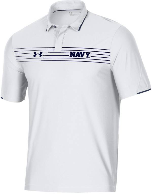 Under Armour Men's Navy Midshipmen White Stripe Performance Polo