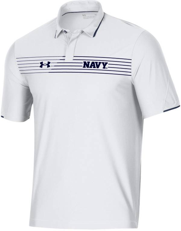 Under Armour Men's Navy Midshipmen White Stripe Performance Polo