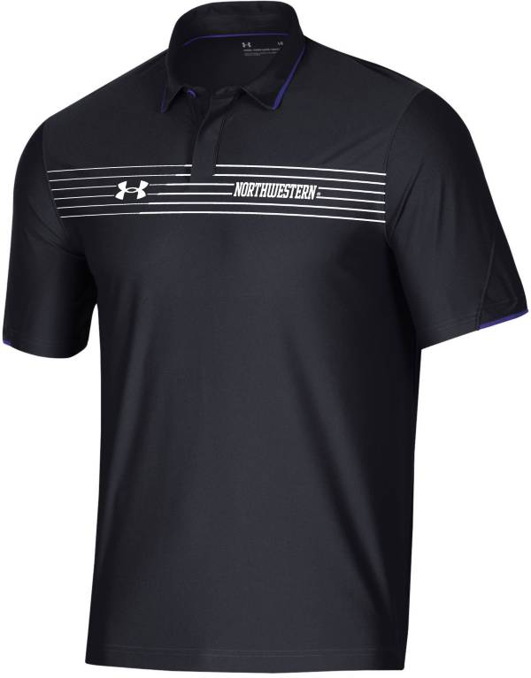 Under Armour Men's Northwestern Wildcats Black Stripe Performance Polo