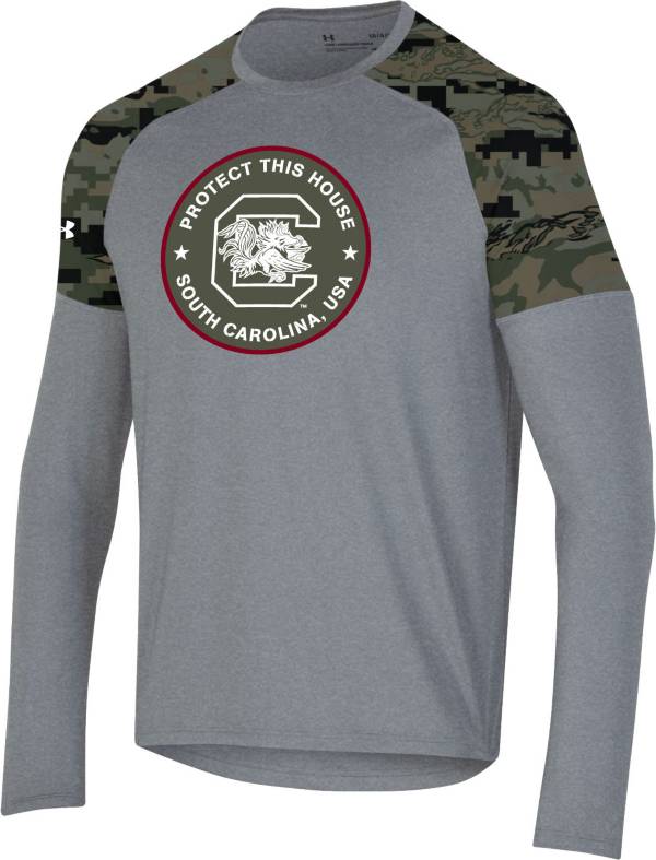 Under Armour Men's South Carolina Gamecocks Grey ‘Freedom' Performance Cotton Long Sleeve T-Shirt product image