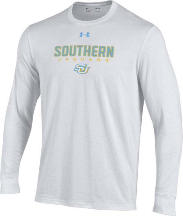 Under Armour Men's Southern University Jaguars Grey Performance Cotton Long Sleeve T-Shirt