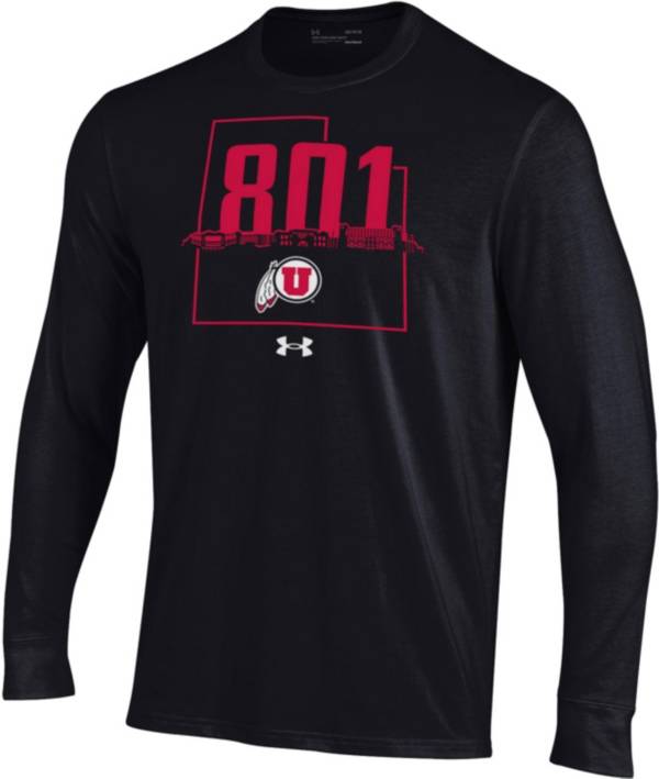 Under Armour Men's Utah Utes Black ‘801' Area Code Long Sleeve T-Shirt
