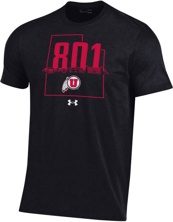 Under Armour Men's Utah Utes ‘801' Area Code Performance Cotton Black T-Shirt