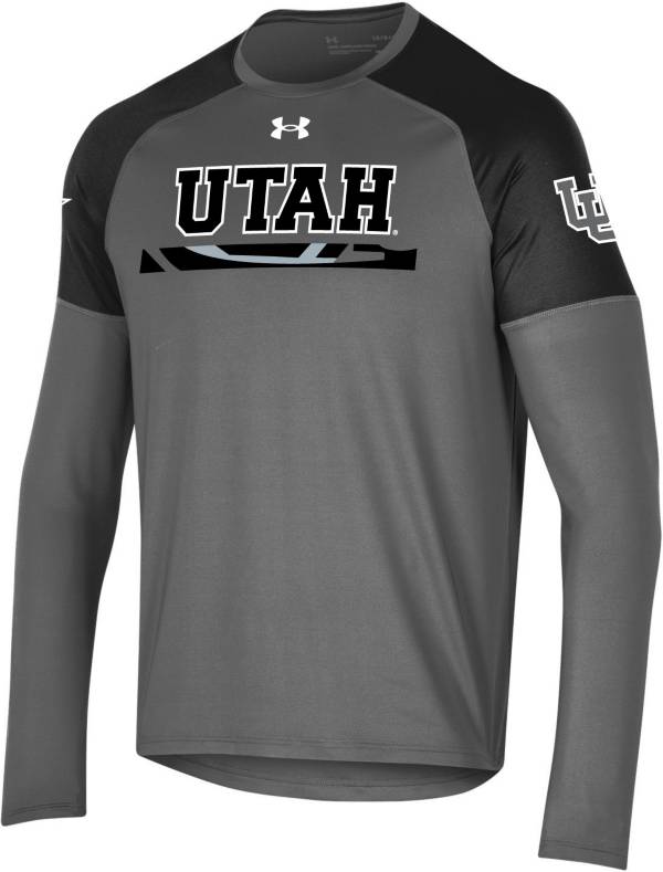 Under Armour Men's Utah Utes Grey Performance Cotton Long Sleeve T-Shirt
