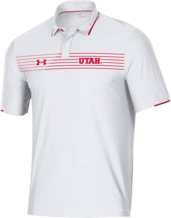 Under Armour Men's Utah Utes White Stripe Performance Polo