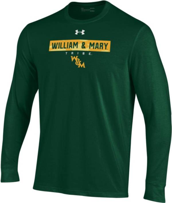 Under Armour Men's William & Mary Tribe Green Performance Cotton Long Sleeve T-Shirt