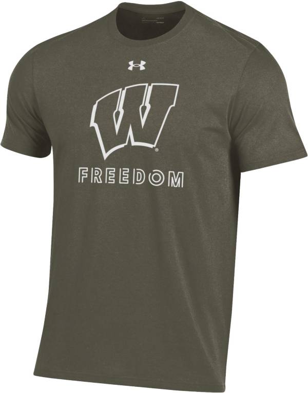 Under Armour Men's Wisconsin Badgers Beige Freedom Performance Cotton T-Shirt