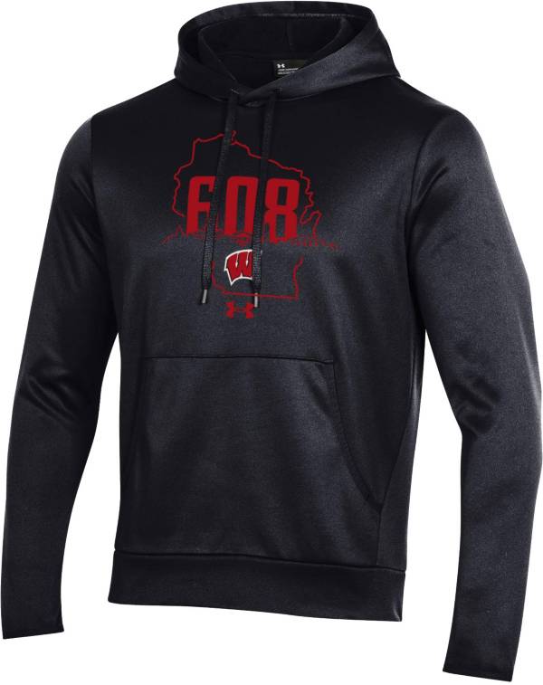 Under Armour Men's Wisconsin Badgers Black '608' Area Code Pullover Hoodie