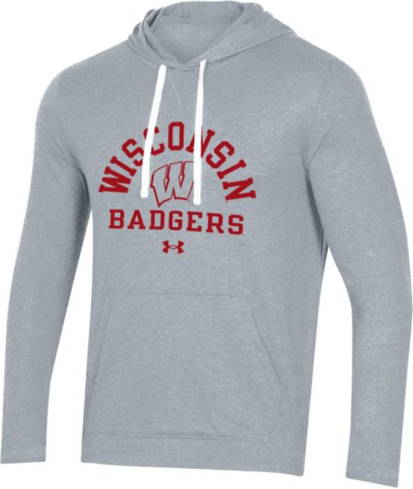 Under Armour Men's Wisconsin Badgers Grey Bi-Blend Pullover Hoodie