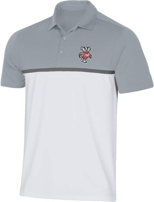 Under Armour Men's Wisconsin Badgers Grey Gameday Polo