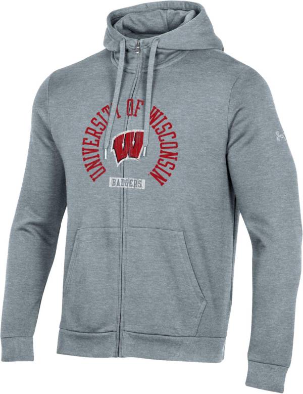 Under Armour Men's Wisconsin Badgers Grey All Day Full-Zip Hoodie