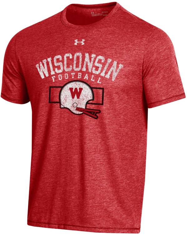 Under Armour Men's Wisconsin Badgers Red Bi-Blend Performance T-Shirt