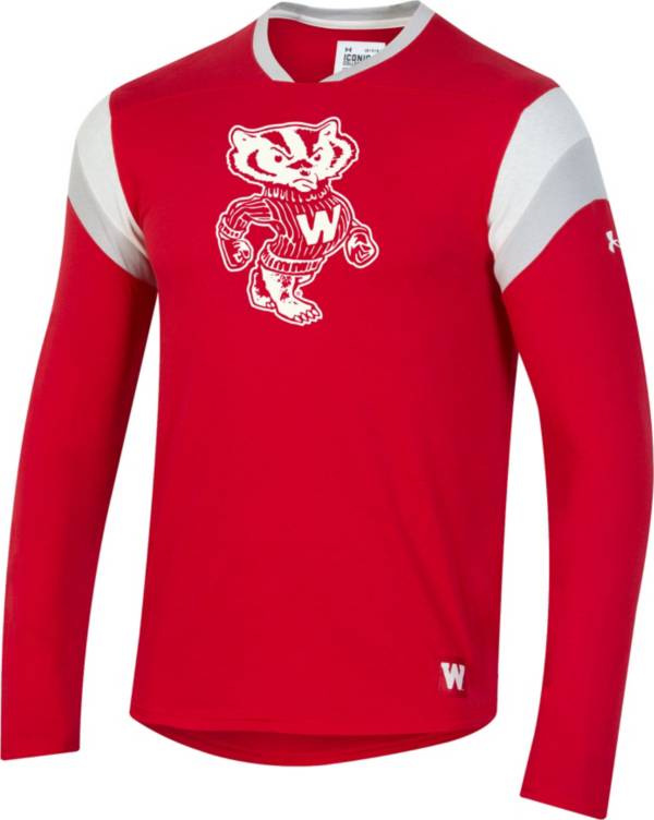 Under Armour Men's Wisconsin Badgers Red Iconic Long Sleeve Performance T-Shirt