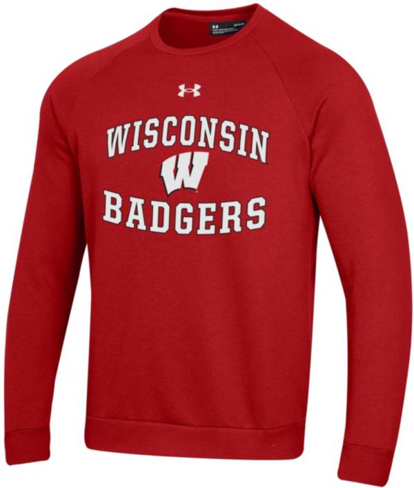 Under Armour Men's Wisconsin Badgers Red All Day Fleece Crew Sweatshirt