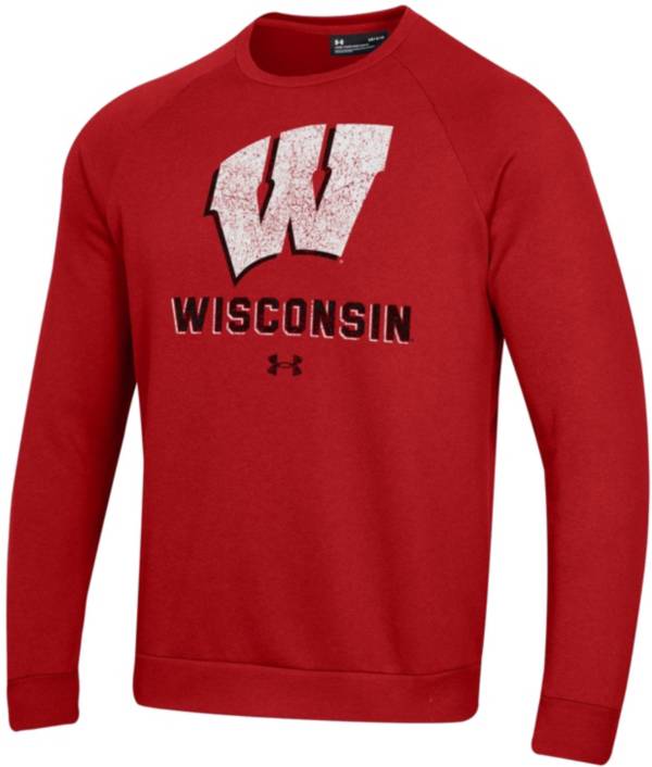 Under Armour Men's Wisconsin Badgers Red All Day Fleece Crew Sweatshirt