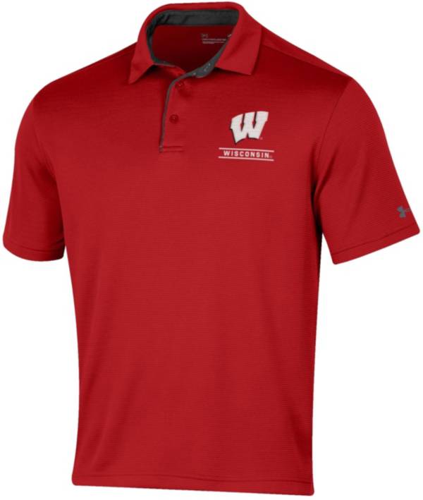 Under Armour Men's Wisconsin Badgers Red Tech Polo