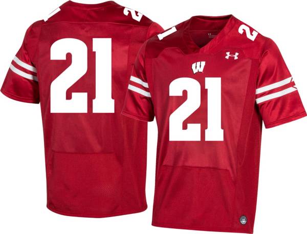 Under Armour Men's Wisconsin Badgers #21 Red Replica Football Jersey