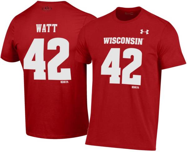 Under Armour Men's Wisconsin Badgers TJ Watt #42 Red Performance T-Shirt product image