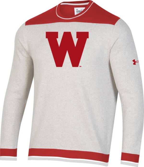 Under Armour Men's Wisconsin Badgers Red Iconic Pullover Sweater