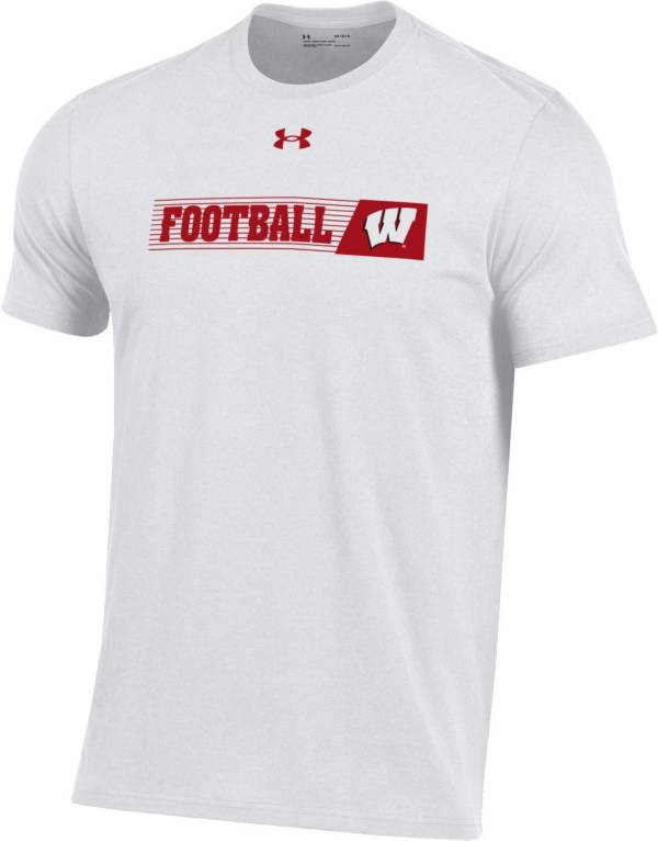 Under Armour Men's Wisconsin Badgers White Performance Cotton Football T-Shirt