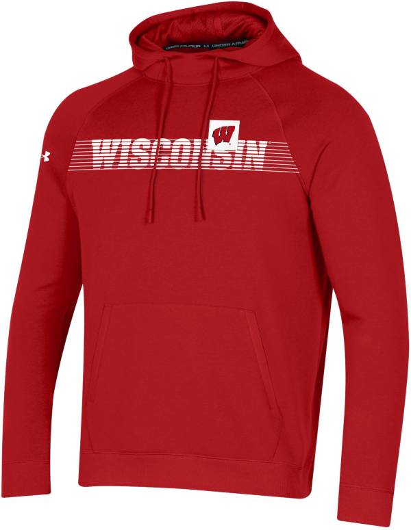 Under Armour Men's Wisconsin Badgers Red Sideline Fleece Pullover Hoodie