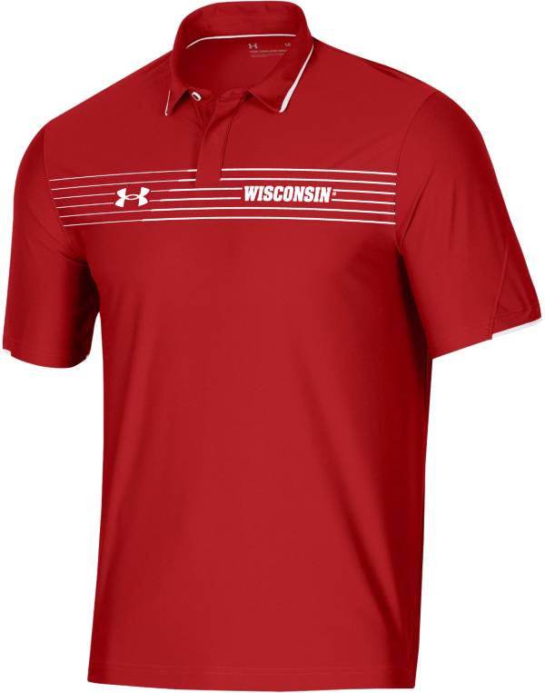 Under Armour Men's Wisconsin Badgers Red Stripe Performance Polo