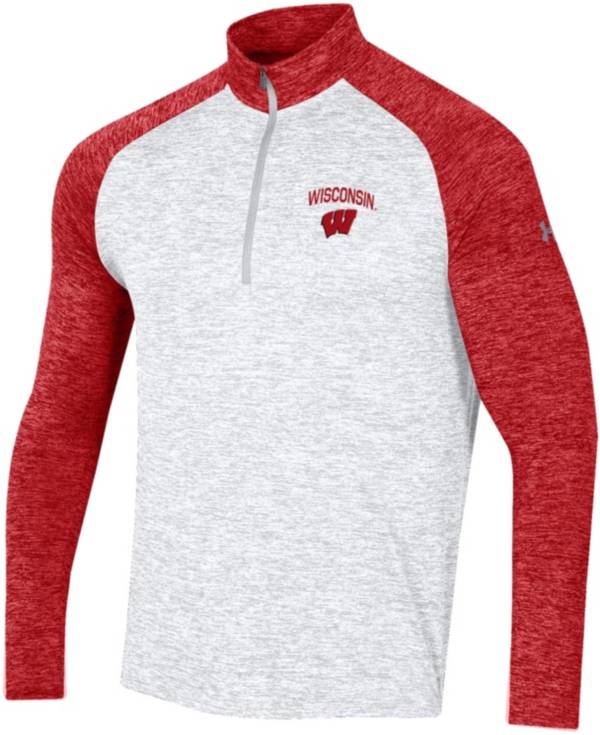 Under Armour Men's Wisconsin Badgers White Tech Quarter-Zip Pullover Shirt