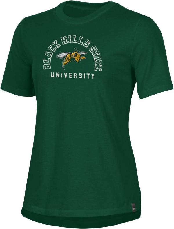 Under Armour Women's Black Hills State Yellow Jackets Green Performance Cotton T-Shirt