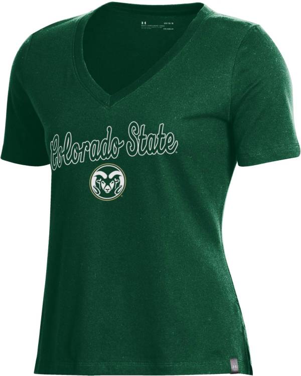 Under Armour Women's Colorado State Rams Green Performance V-Neck T-Shirt