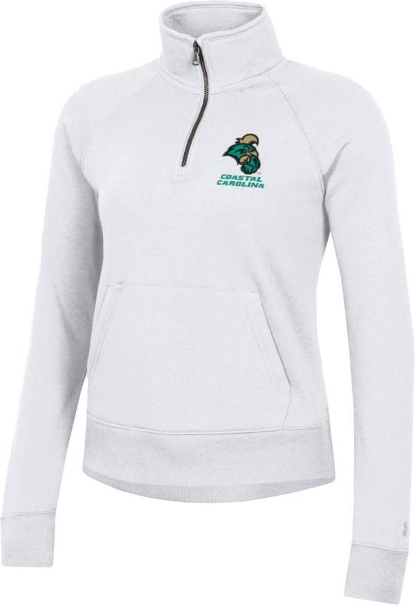 Under Armour Women's Coastal Carolina Chanticleers White All Day Quarter-Zip Pullover Sweatshirt