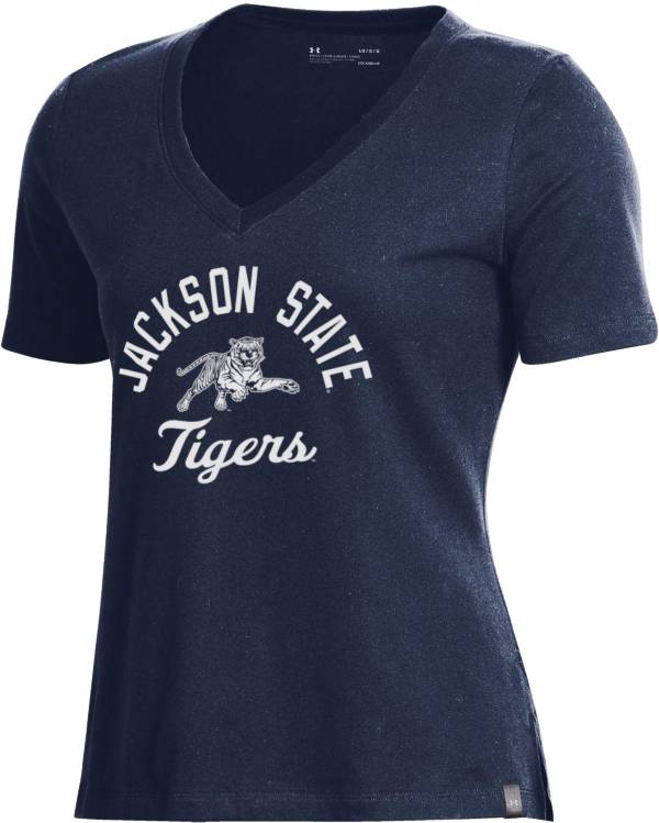 Under Armour Women's Jackson State Tigers Navy Blue Logo T-Shirt