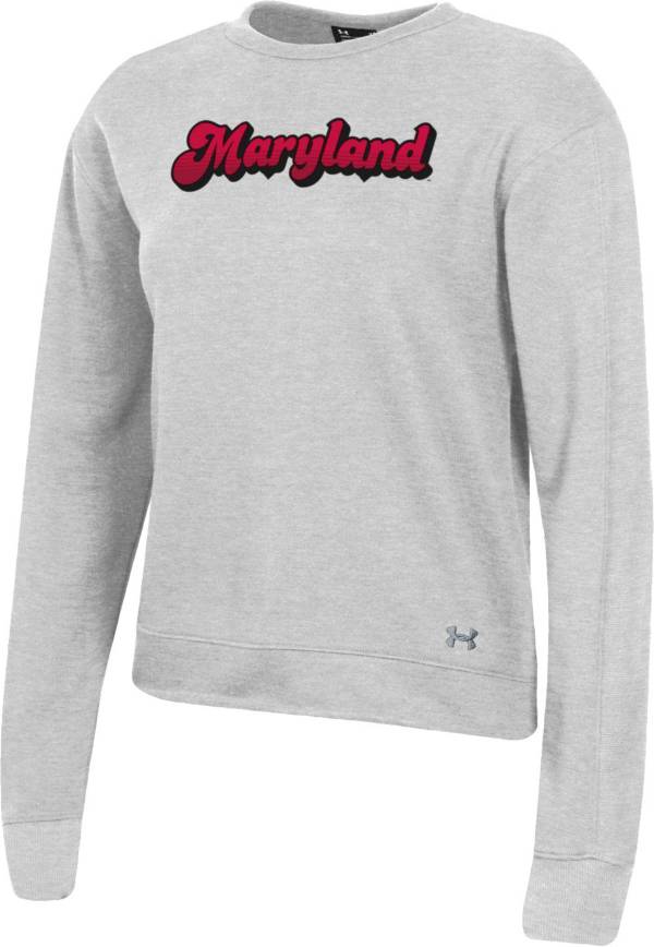 Under Armour Women's Maryland Terrapins Grey All Day Fleece Crew-Neck Sweatshirt