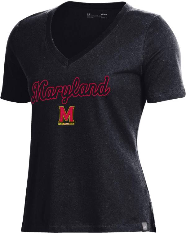 Under Armour Women's Maryland Terrapins Black Performance V-Neck T-Shirt