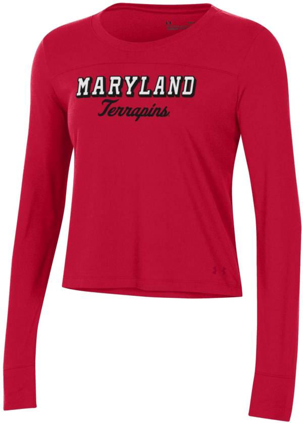 Under Armour Women's Maryland Terrapins Red Performance Cotton Long Sleeve T-Shirt