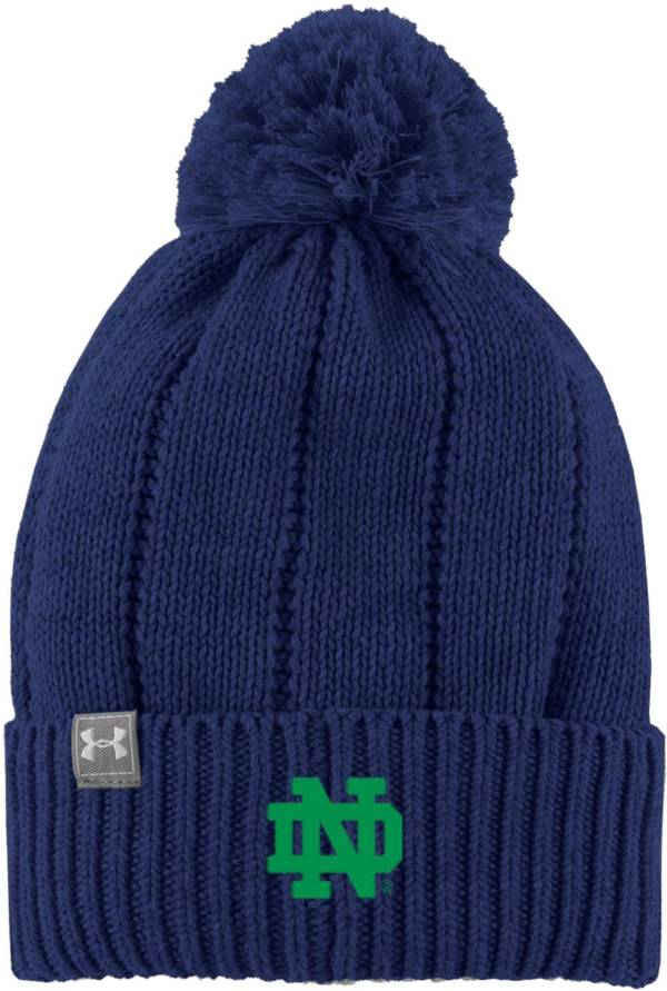 Under Armour Men's Notre Dame Fighting Irish Grey Pom Knit Beanie