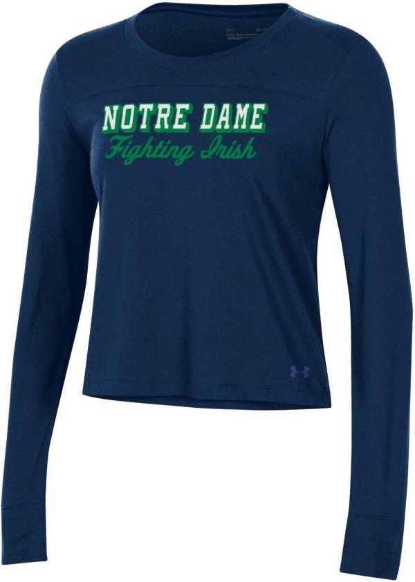 Under Armour Women's Notre Dame Fighting Irish Navy Performance Cotton Long Sleeve T-Shirt