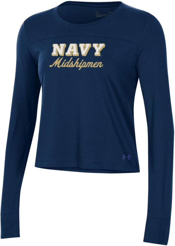 Under Armour Women's Navy Midshipmen Navy Performance Cotton Long Sleeve T-Shirt