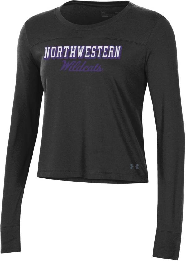 Under Armour Women's Northwestern Wildcats Black Performance Cotton Long Sleeve T-Shirt