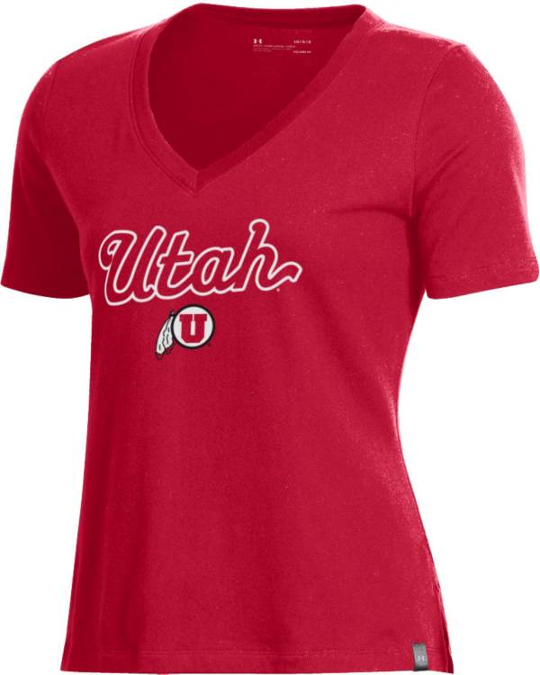 Under Armour Women's Utah Utes Crimson Performance V-Neck T-Shirt