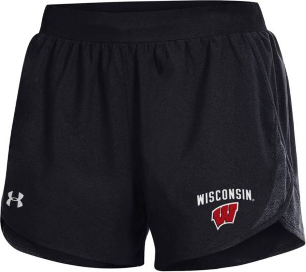 Under Armour Women's Wisconsin Badgers Black Fly-By 2.0 Performance Shorts